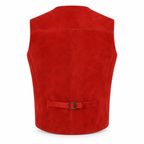 Men's Red Premium Original Suede Genuine Leather Vest Coat