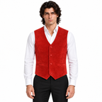 Men's Red Premium Original Suede Genuine Leather Vest Coat