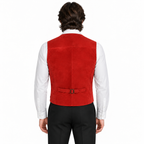 Men's Red Premium Original Suede Genuine Leather Vest Coat
