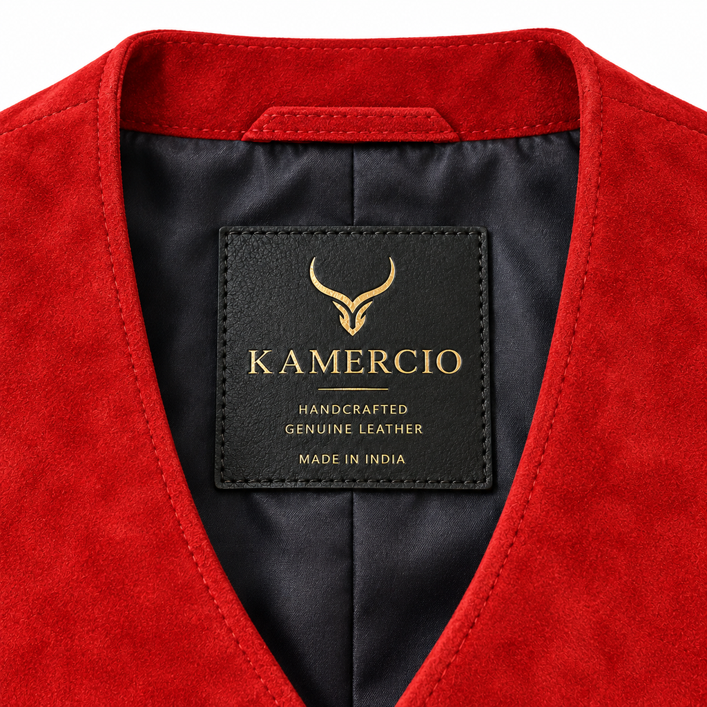 Men's Red Premium Original Suede Genuine Leather Vest Coat