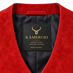 Men's Red Premium Original Suede Genuine Leather Vest Coat