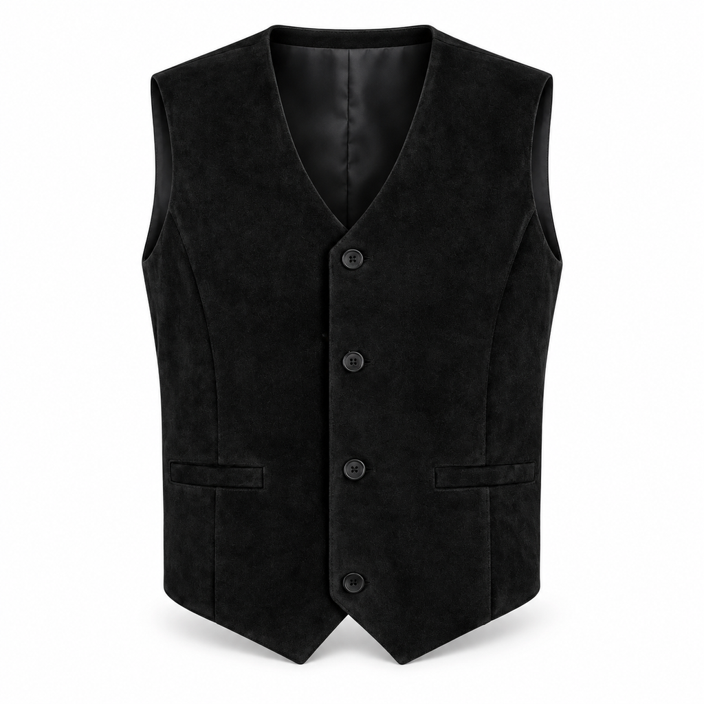 Men's Premium Black Suede Original Leather Vest Coat