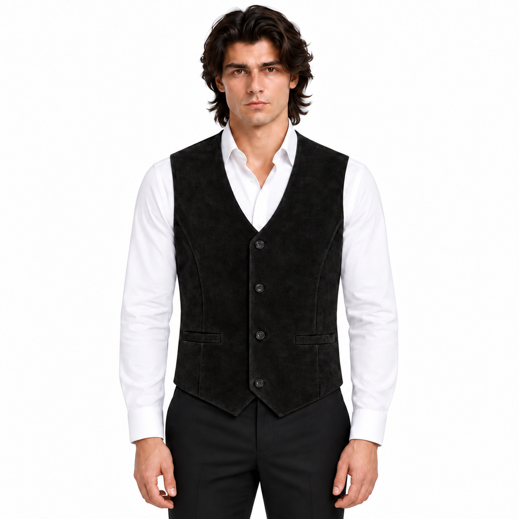 Men's Premium Black Suede Original Leather Vest Coat