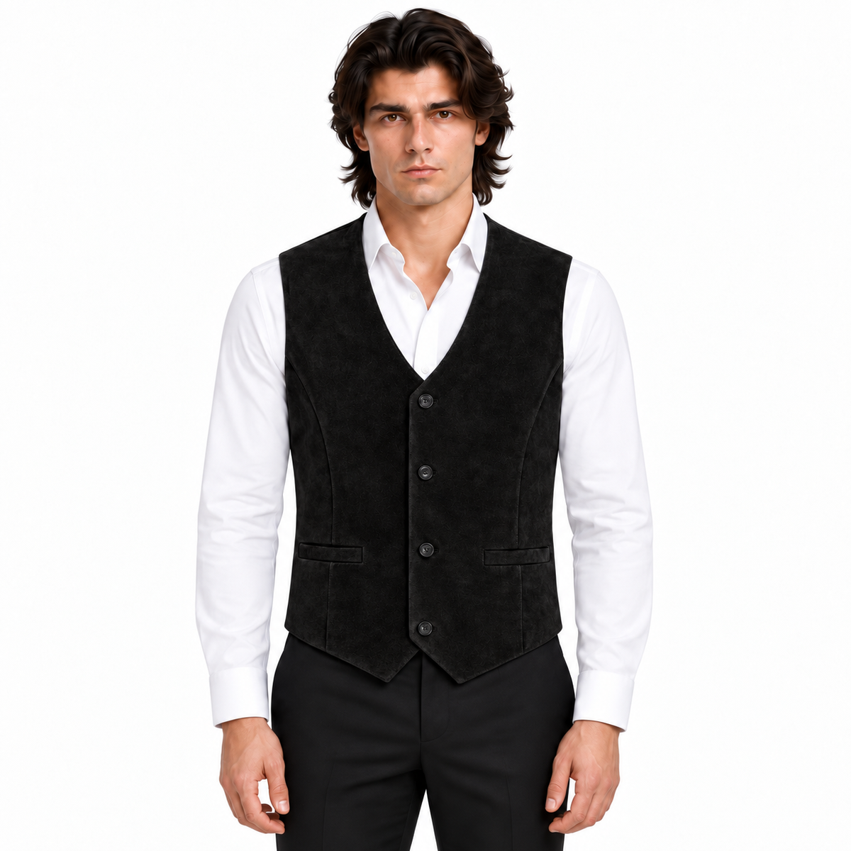 Men's Premium Black Suede Original Leather Vest Coat