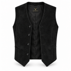 Men's Premium Black Suede Original Leather Vest Coat