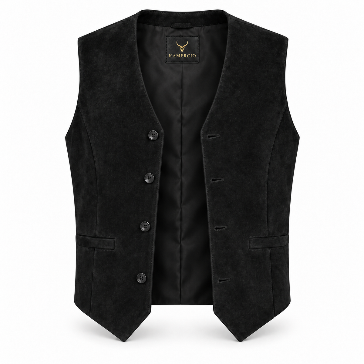Men's Premium Black Suede Original Leather Vest Coat