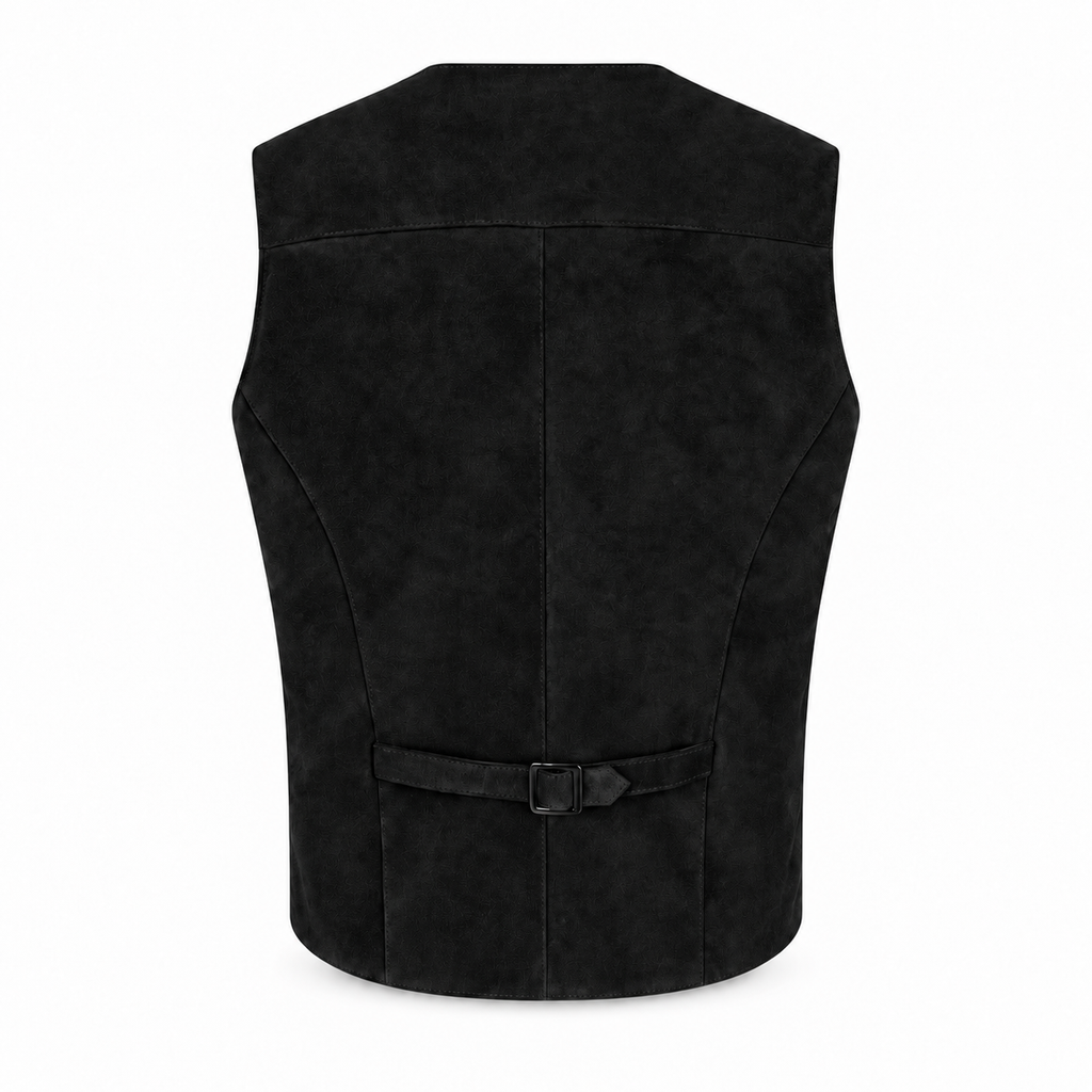 Men's Premium Black Suede Original Leather Vest Coat