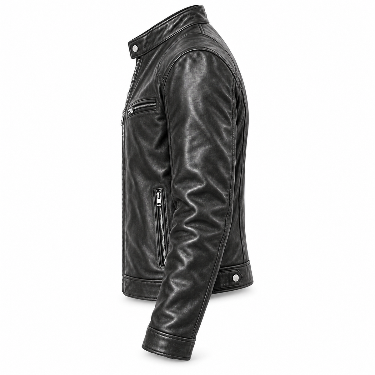 Men's Black Lambskin Café Racer Leather Jacket