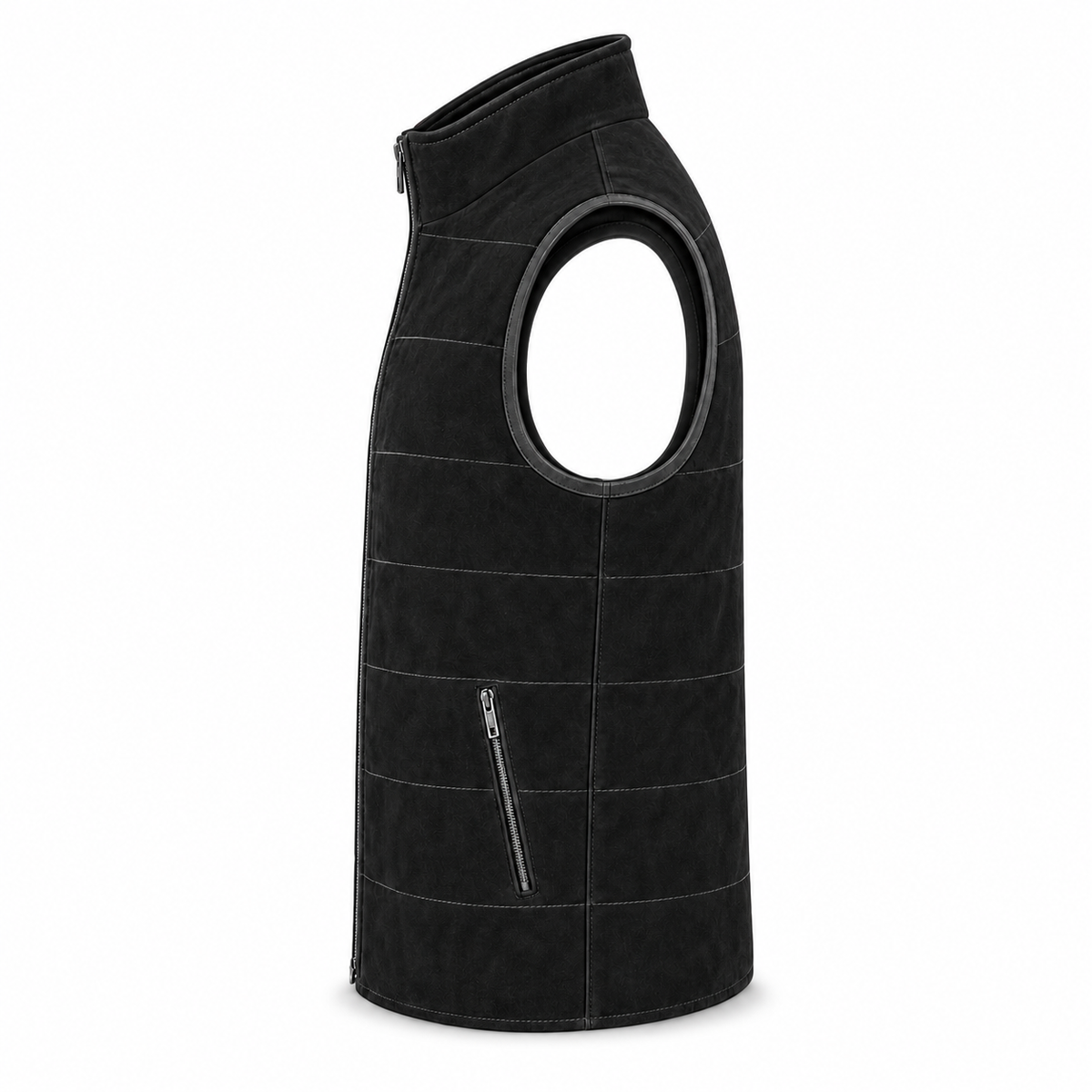 Men Black Premium Original Suede Leather Vest Coat
