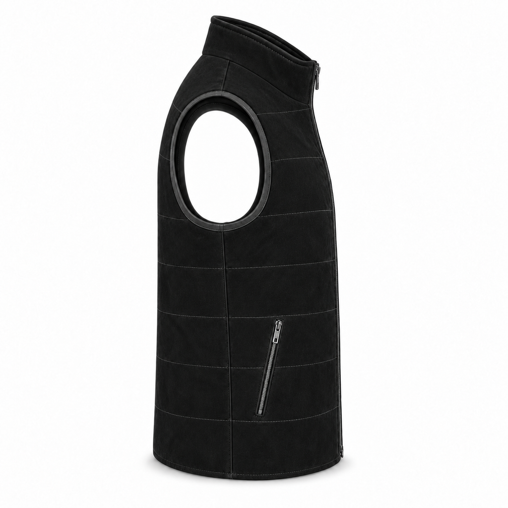 Men Black Premium Original Suede Leather Vest Coat
