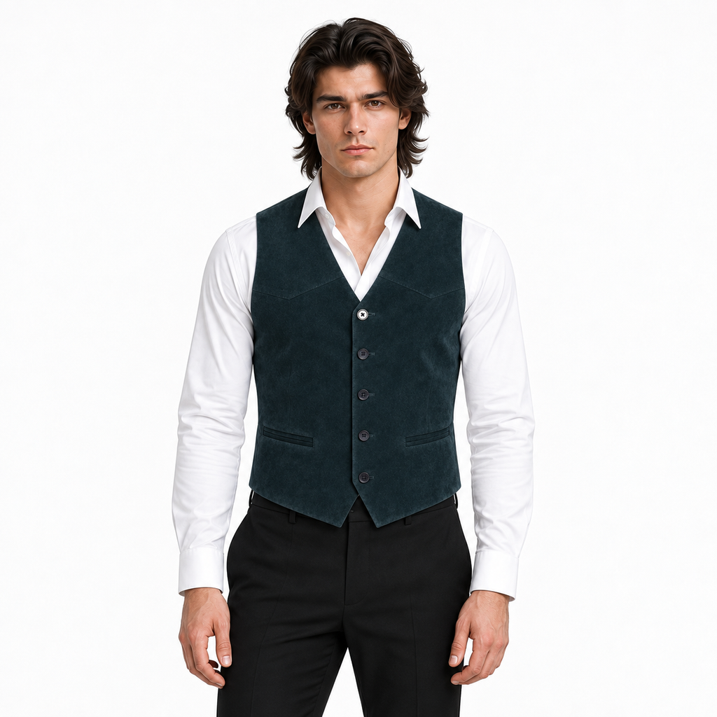 Men's Premium Navy Blue Original Suede Leather Vest Coat