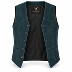 Men's Premium Navy Blue Original Suede Leather Vest Coat