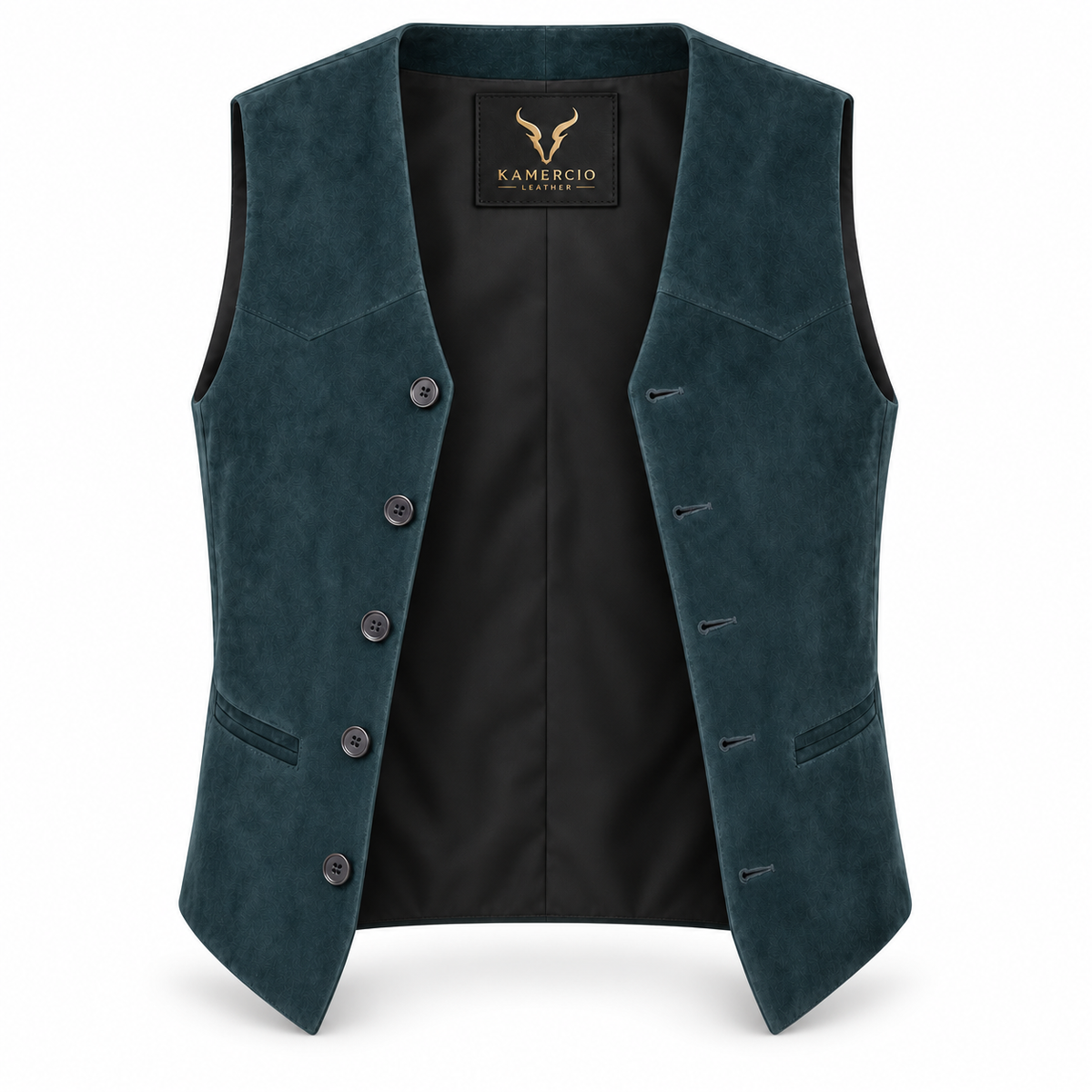 Men's Premium Navy Blue Original Suede Leather Vest Coat