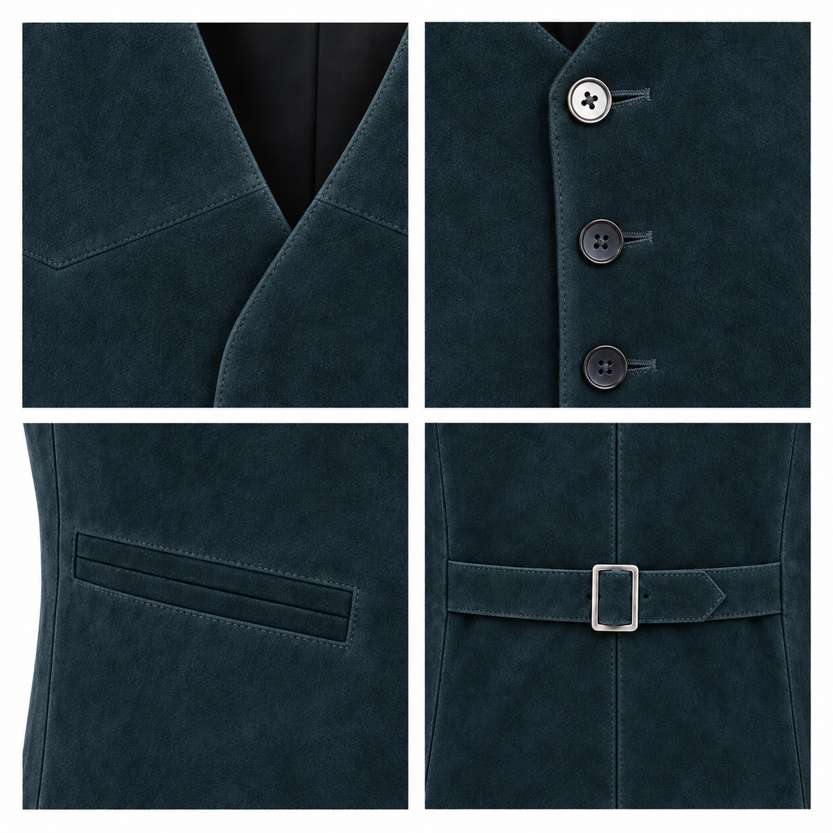 Men's Premium Navy Blue Original Suede Leather Vest Coat
