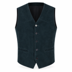 Men's Premium Navy Blue Original Suede Leather Vest Coat