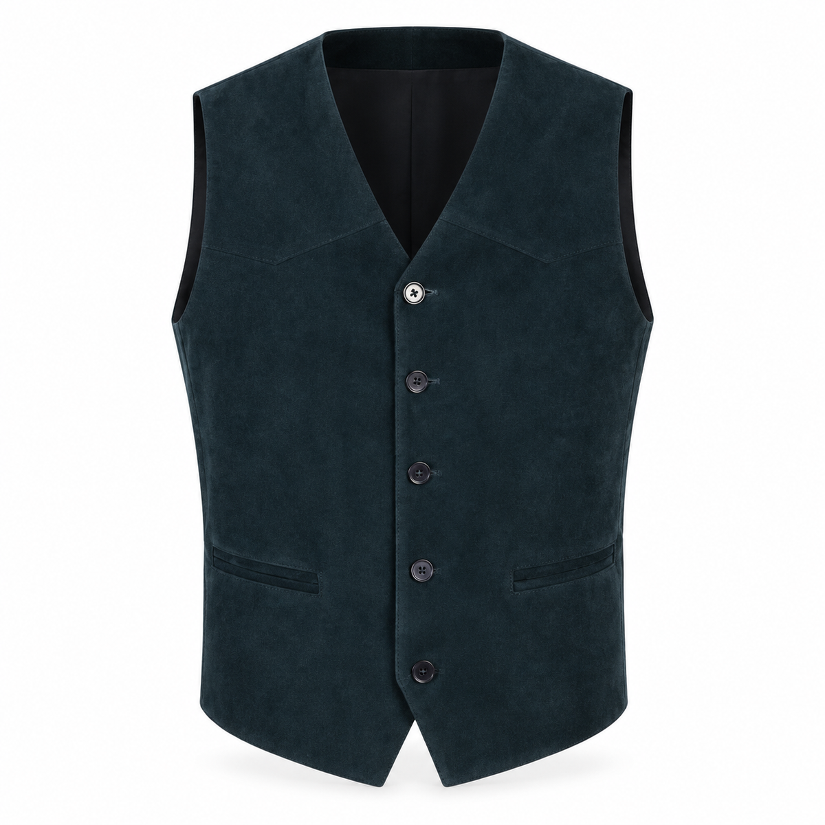 Men's Premium Navy Blue Original Suede Leather Vest Coat