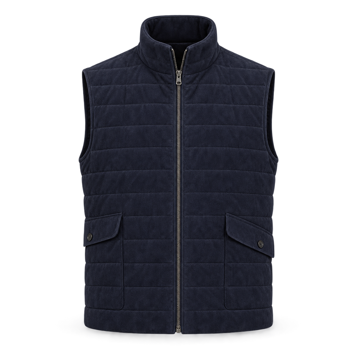 Men Navy Blue Premium Suede Original Leather Vest Coat
