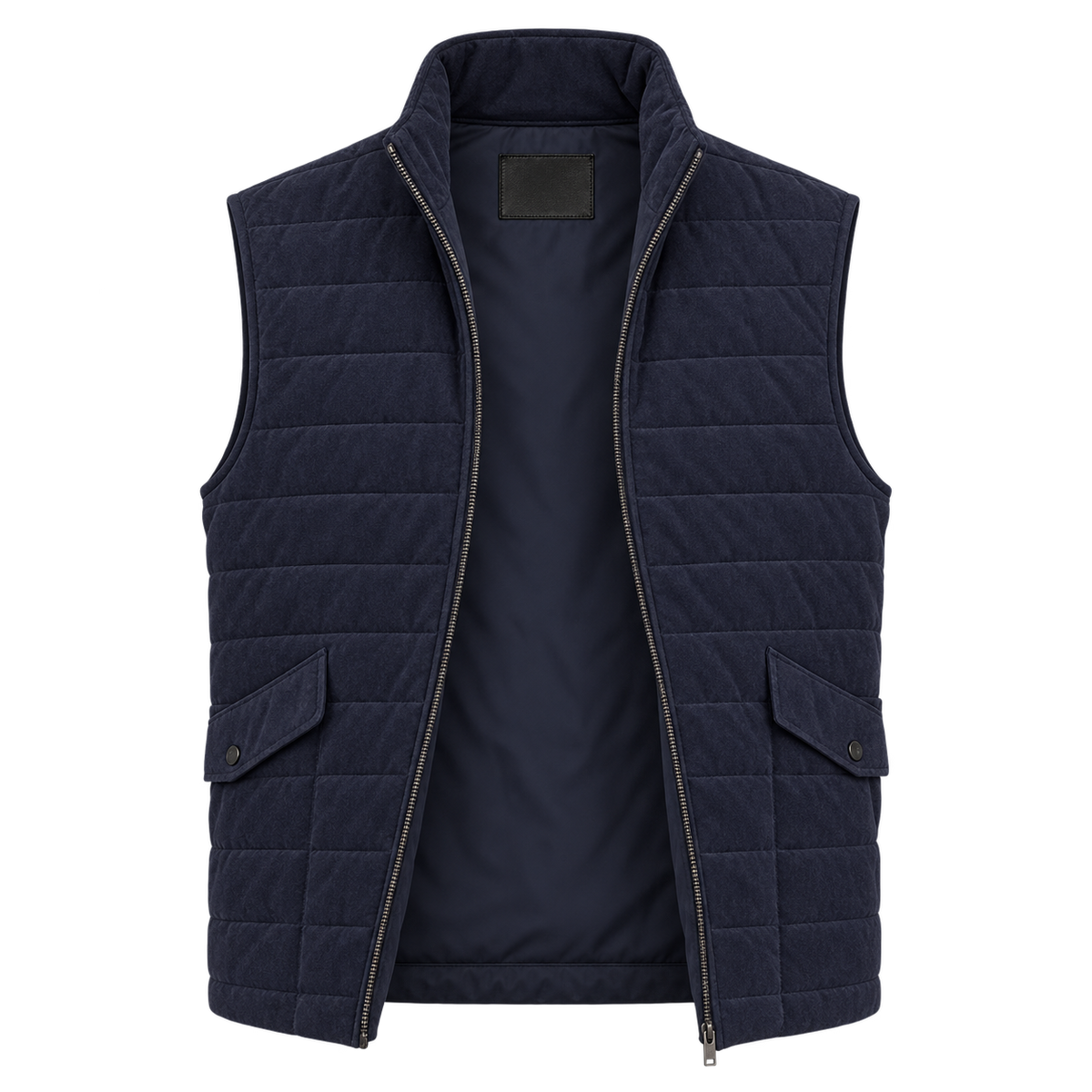 Men Navy Blue Premium Suede Original Leather Vest Coat