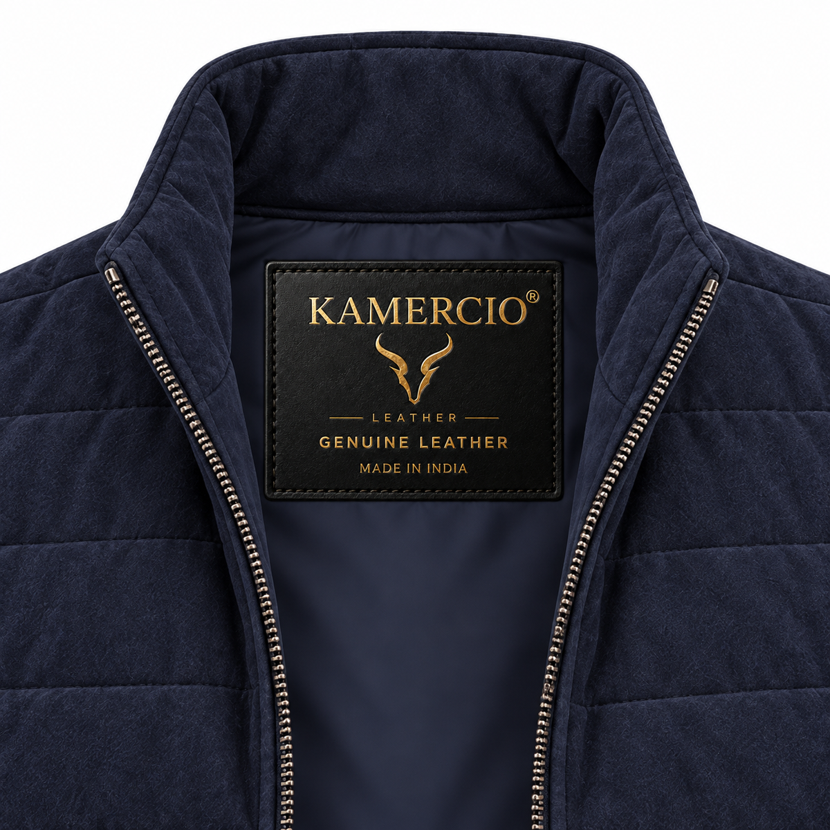 Men Navy Blue Premium Suede Original Leather Vest Coat