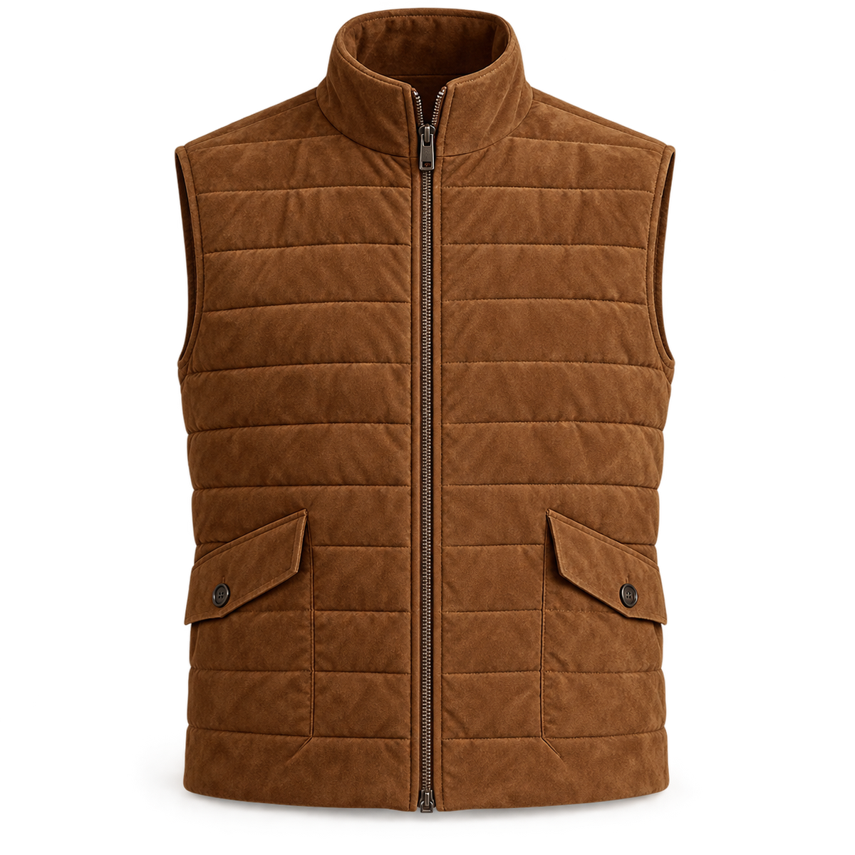 Men's Premium Brown Original Suede Leather Vest Coat