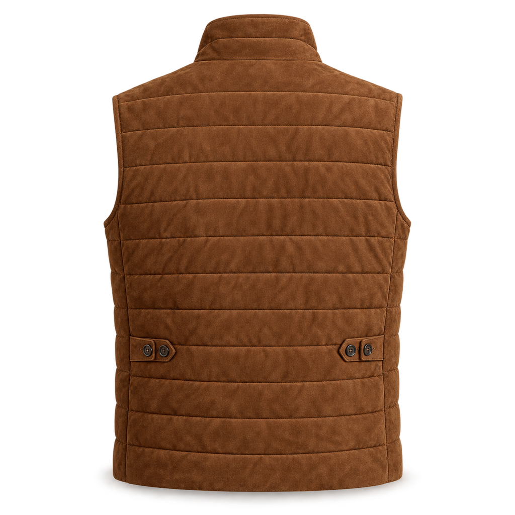 Men's Premium Brown Original Suede Leather Vest Coat