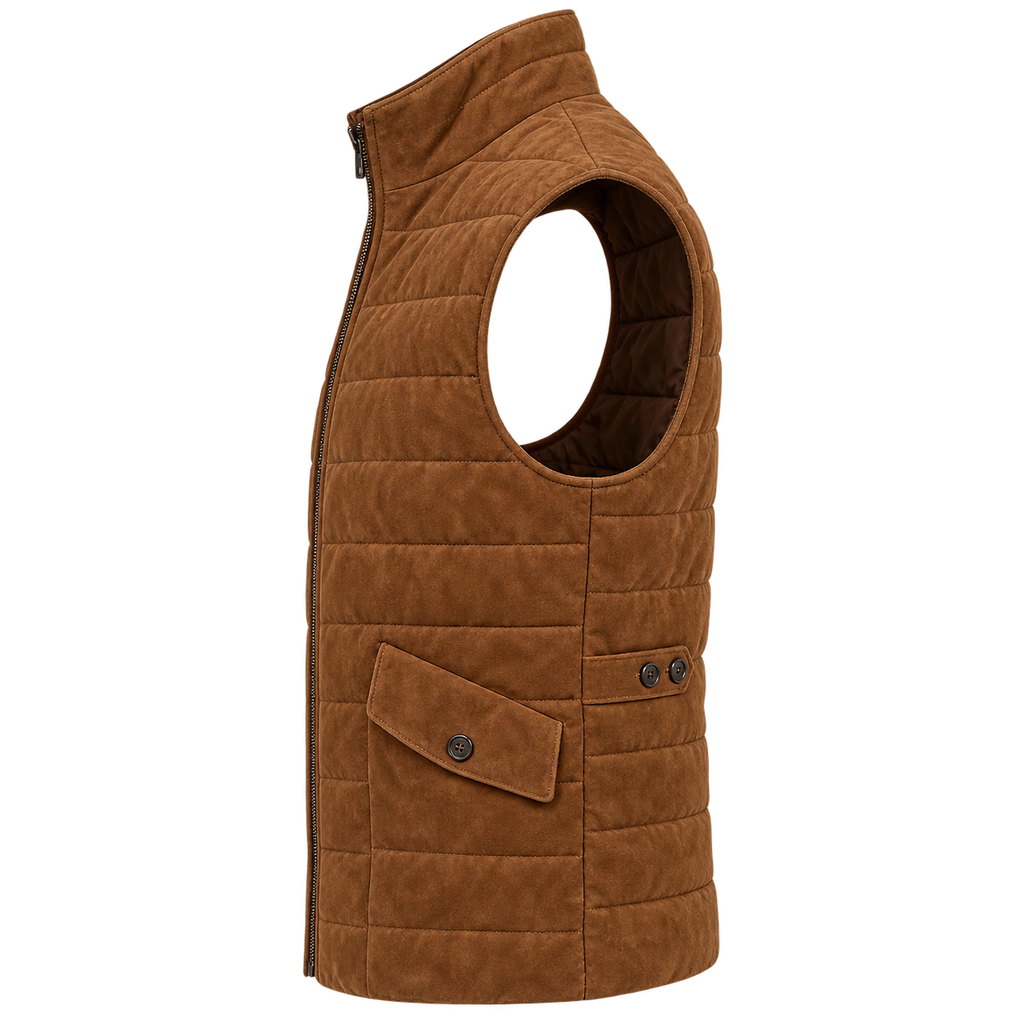 Men's Premium Brown Original Suede Leather Vest Coat