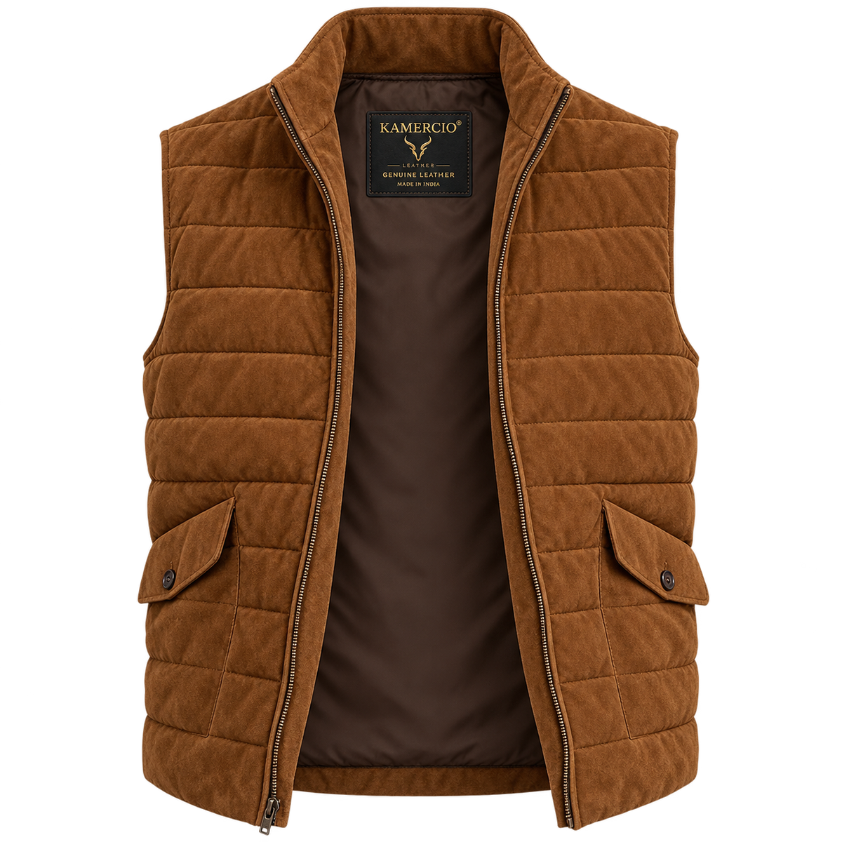 Men's Premium Brown Original Suede Leather Vest Coat