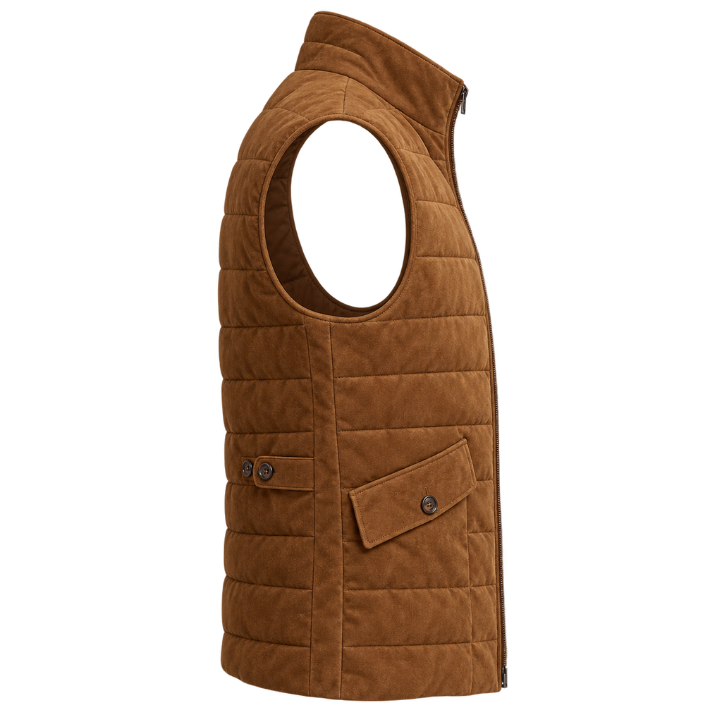 Men's Premium Brown Original Suede Leather Vest Coat