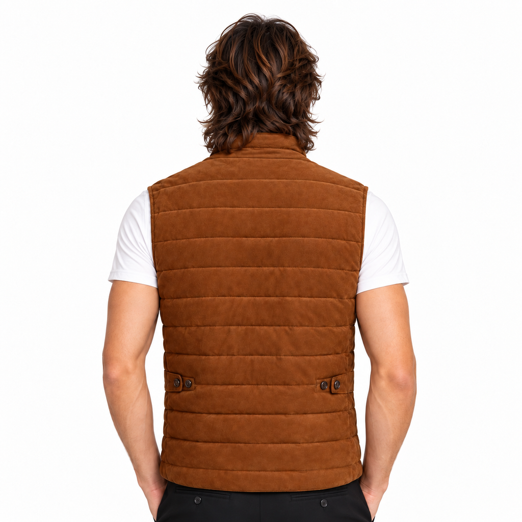 Men's Premium Brown Original Suede Leather Vest Coat
