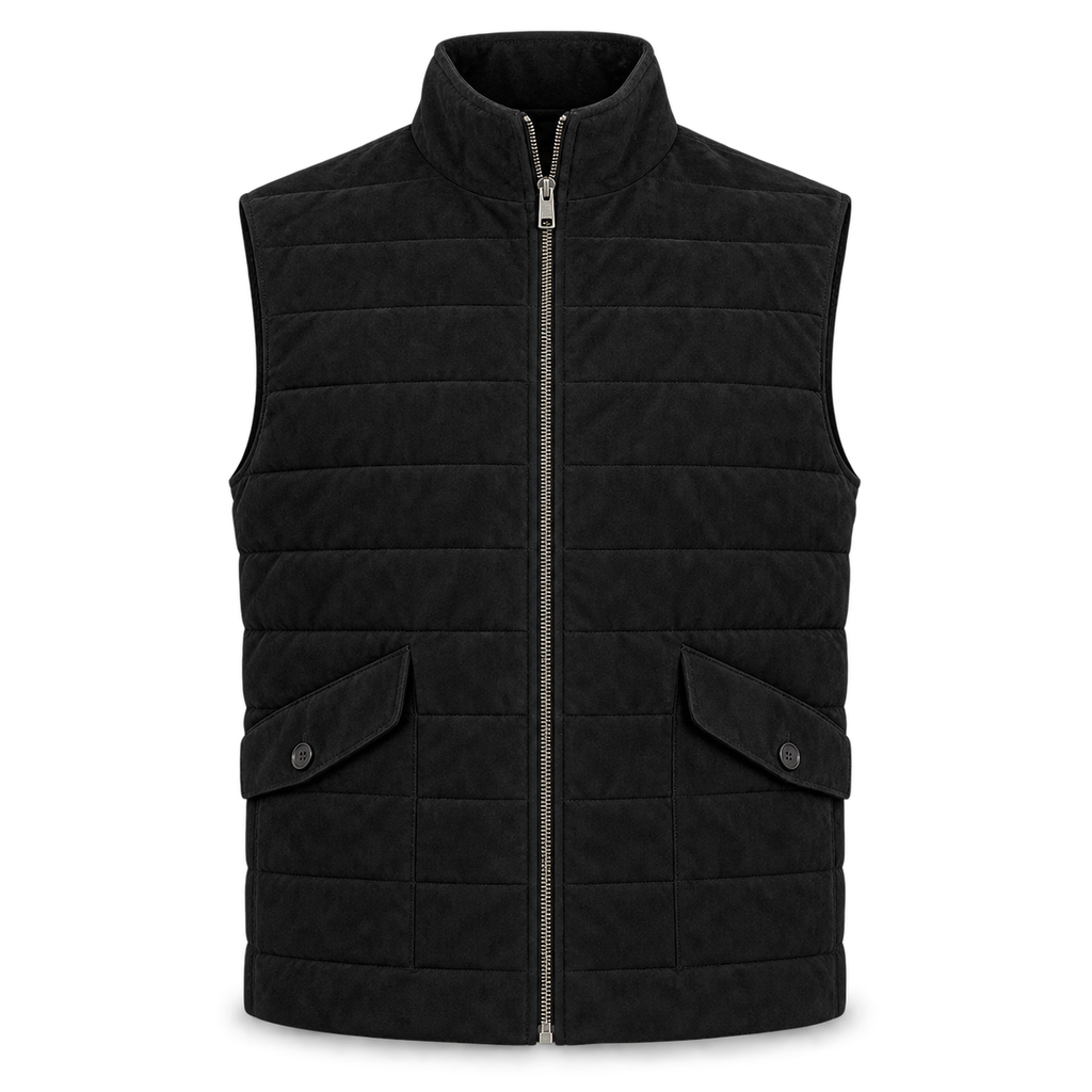 Men's Premium Black Original Suede Leather Vest Coat