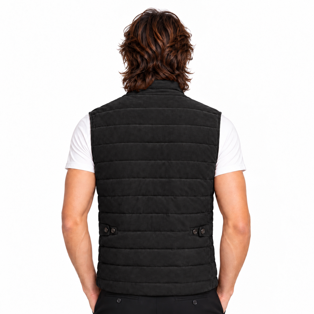 Men's Premium Black Original Suede Leather Vest Coat