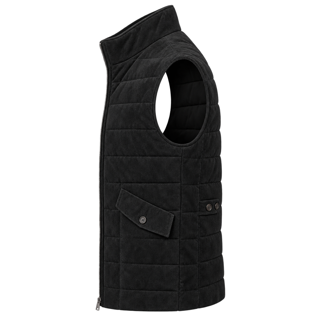 Men's Premium Black Original Suede Leather Vest Coat