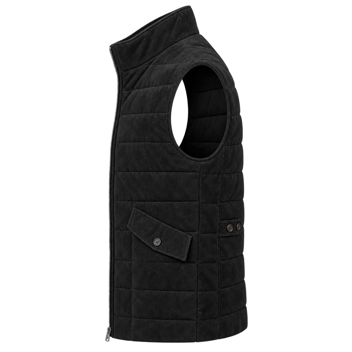 Men's Premium Black Original Suede Leather Vest Coat
