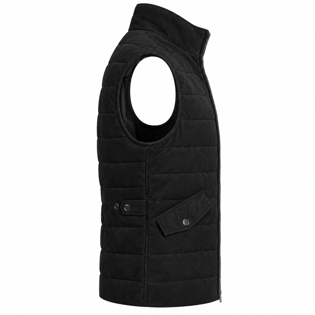 Men's Premium Black Original Suede Leather Vest Coat