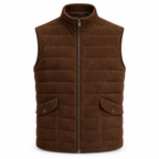 Men's Premium Dark Brown Original Suede Leather Vest Coat