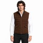 Men's Premium Dark Brown Original Suede Leather Vest Coat
