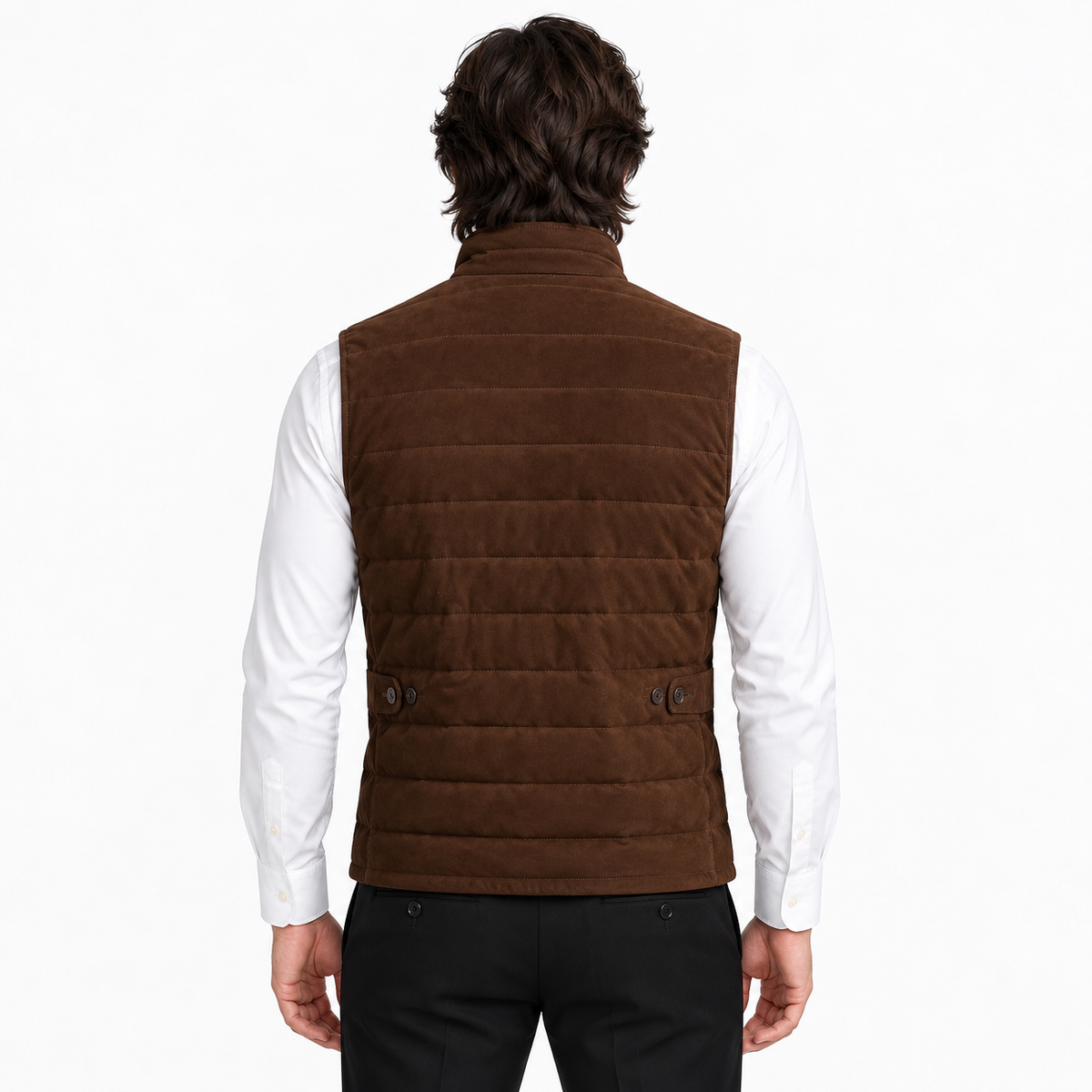 Men's Premium Dark Brown Original Suede Leather Vest Coat