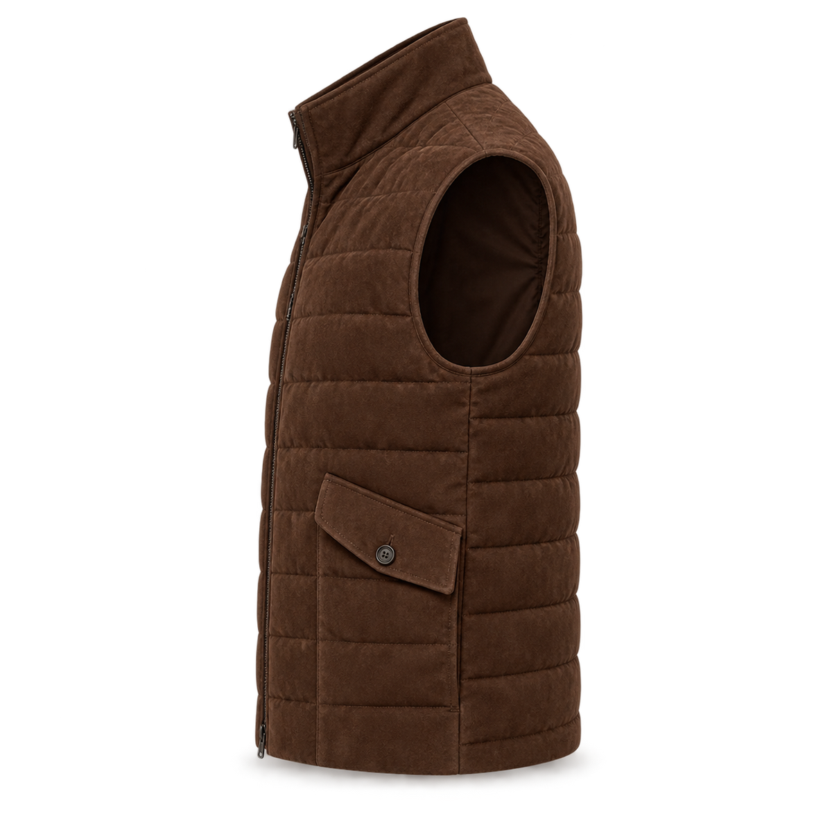 Men's Premium Dark Brown Original Suede Leather Vest Coat