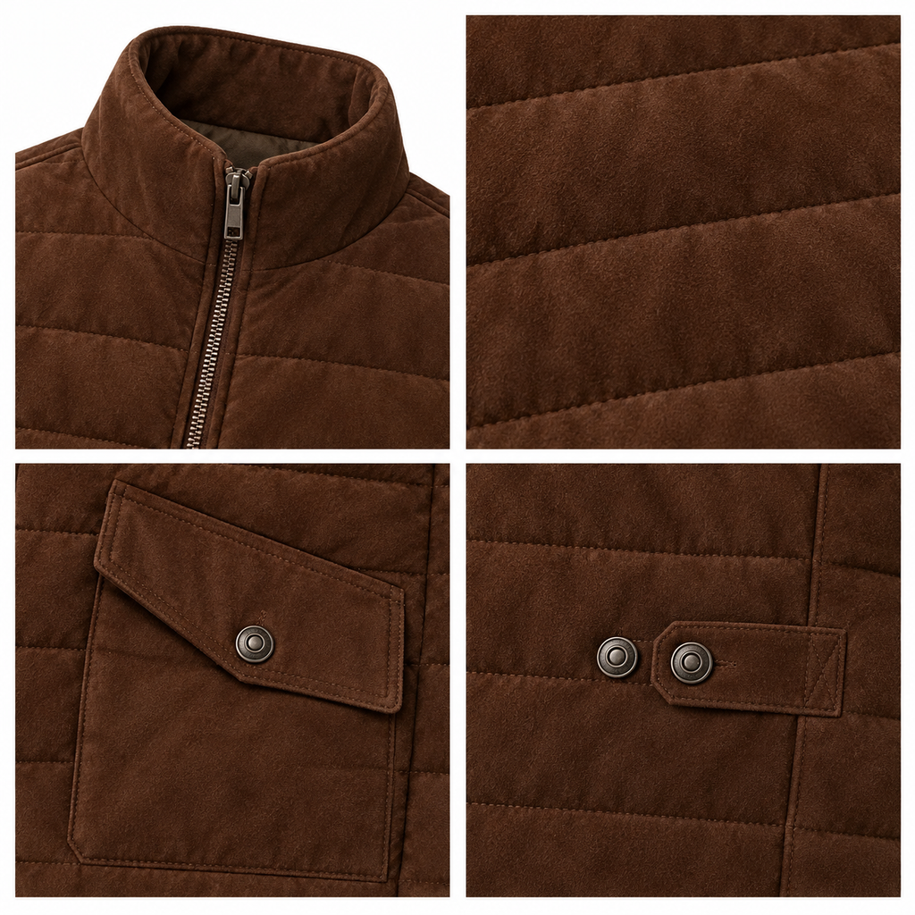 Men's Premium Dark Brown Original Suede Leather Vest Coat