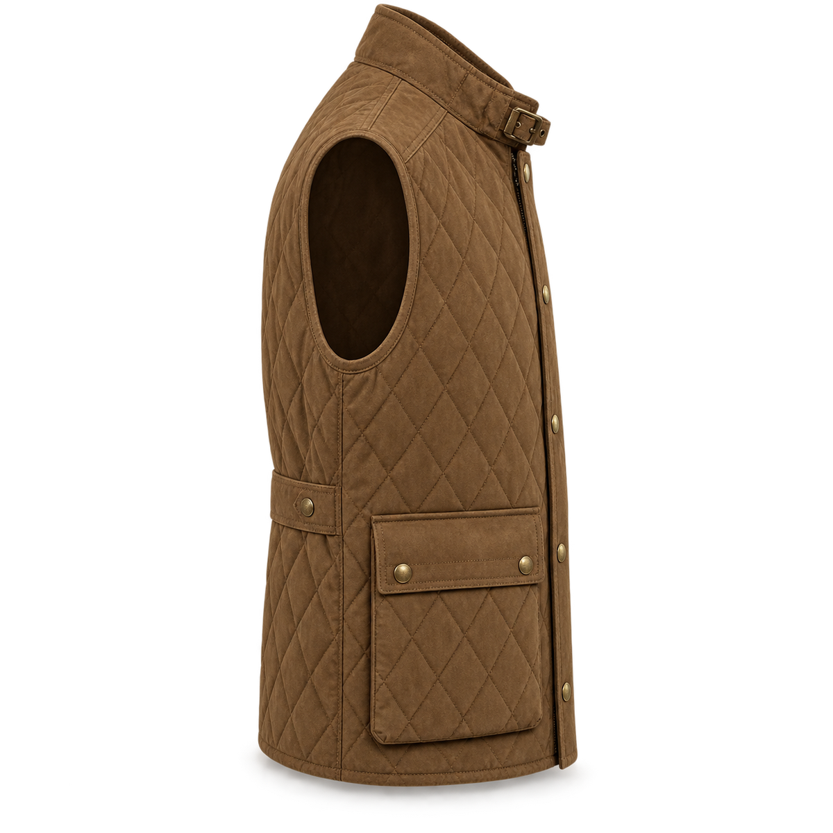 Men's Diamond Quilted Premium Brown Original Suede Leather Vest Coat