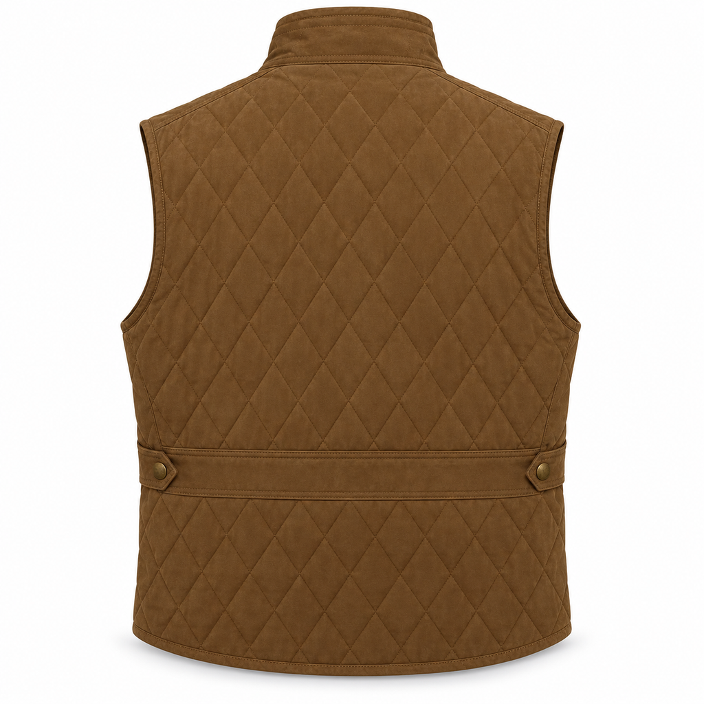 Men's Diamond Quilted Premium Brown Original Suede Leather Vest Coat