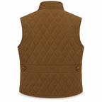 Men's Diamond Quilted Premium Brown Original Suede Leather Vest Coat