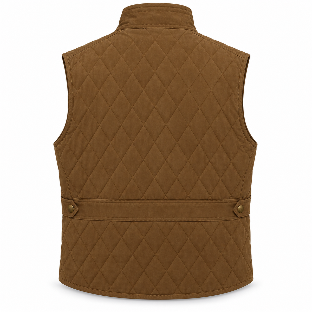 Men's Diamond Quilted Premium Brown Original Suede Leather Vest Coat