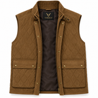 Men's Diamond Quilted Premium Brown Original Suede Leather Vest Coat