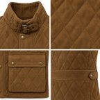 Men's Diamond Quilted Premium Brown Original Suede Leather Vest Coat
