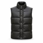 Men's Premium Black Original Leather Quilted Puffer Vest Coat