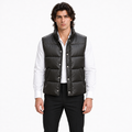 Men's Premium Black Original Leather Quilted Puffer Vest Coat