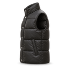 Men's Premium Black Original Leather Quilted Puffer Vest Coat