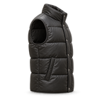 Men's Premium Black Original Leather Quilted Puffer Vest Coat