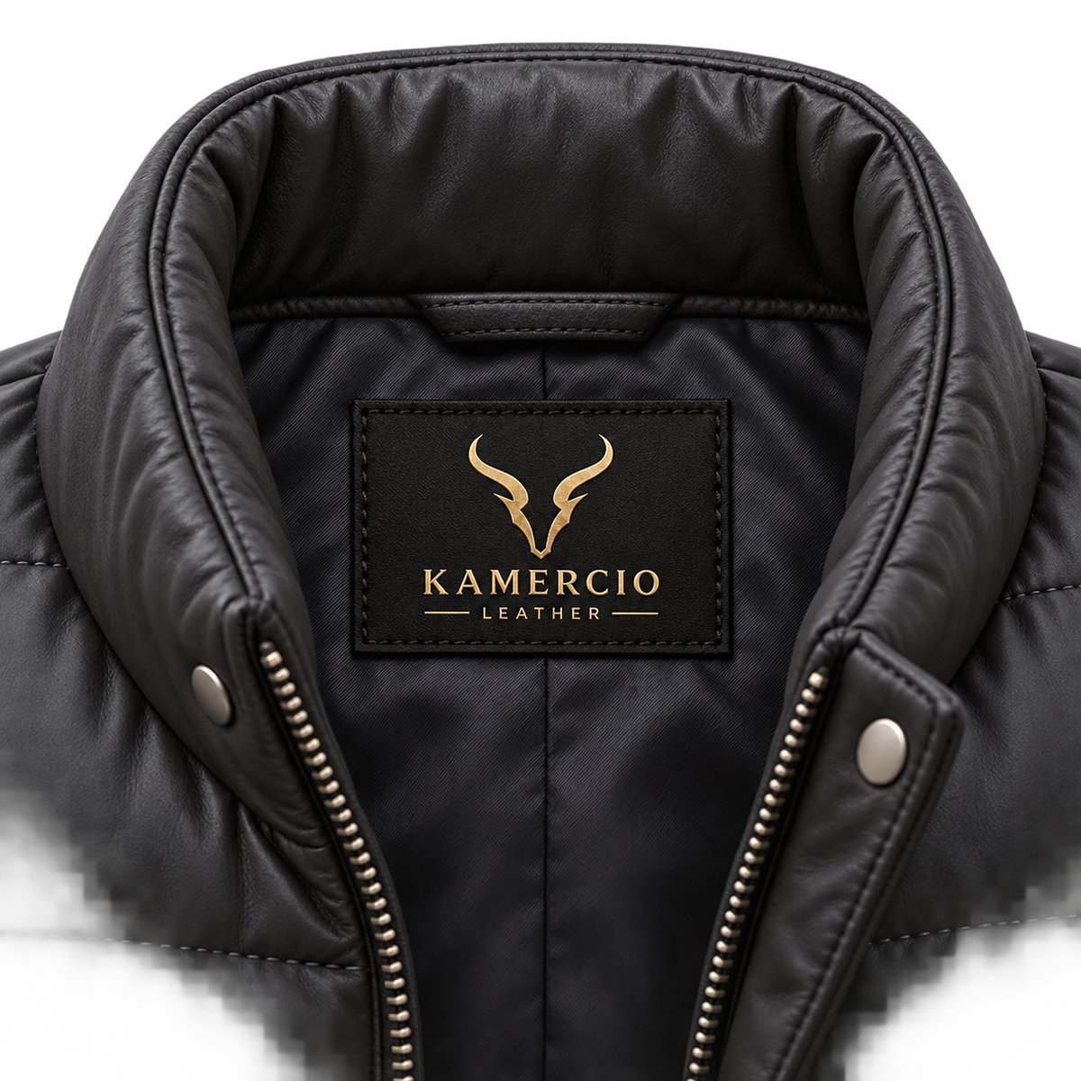 Men's Premium Black Original Leather Quilted Puffer Vest Coat